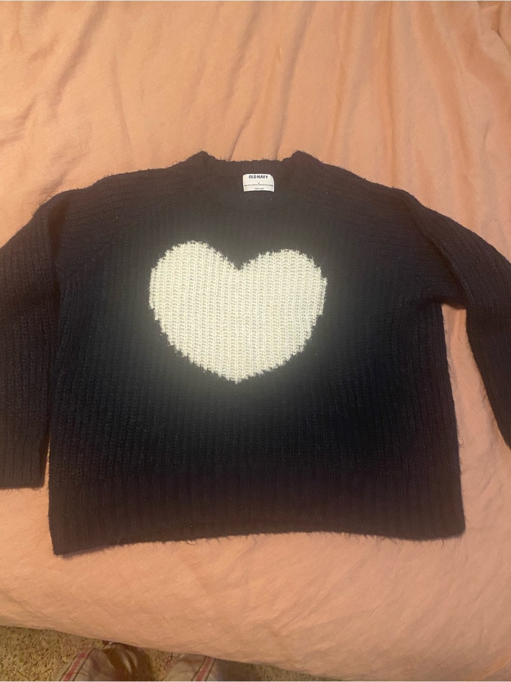 Old Navy Blue Crewneck Sweater with White Heart